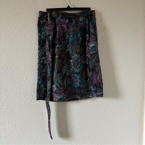 VTG Jessica Scott Dressy Church Modest Floral Midi Skirt Belt 80s Women’s 10